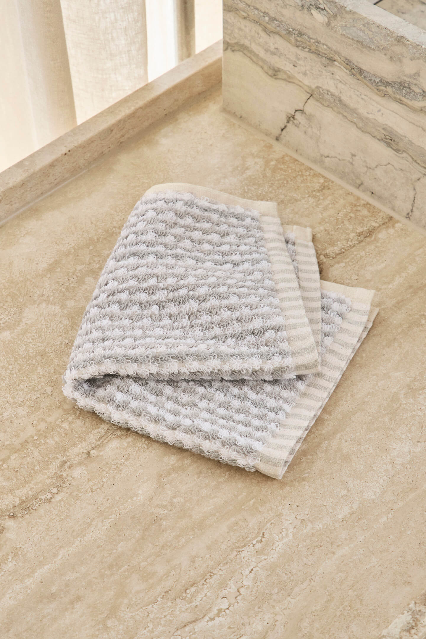 Grey & White Wave Face Towel