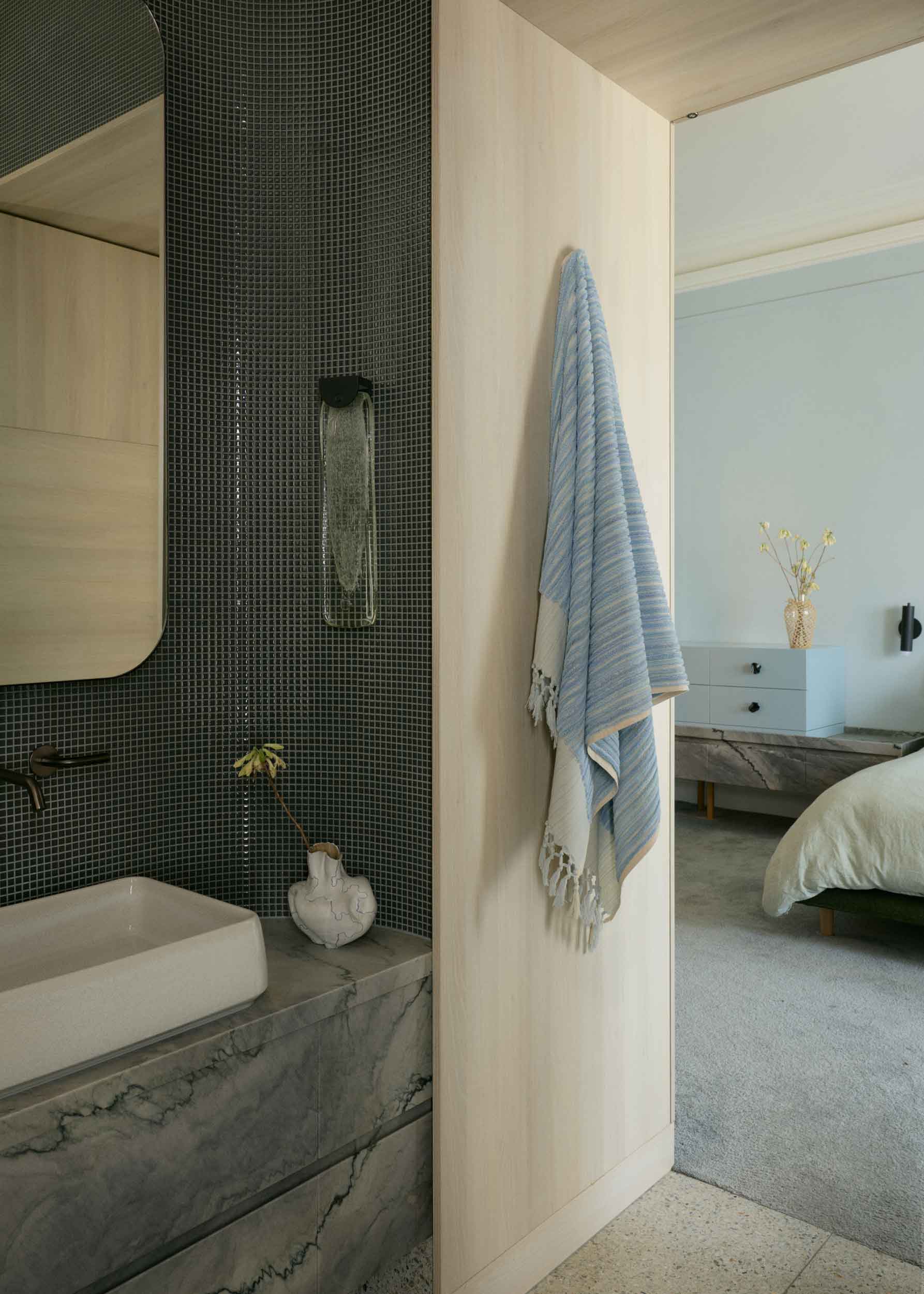 Azure-Mist Wide Stripe Bath Towel