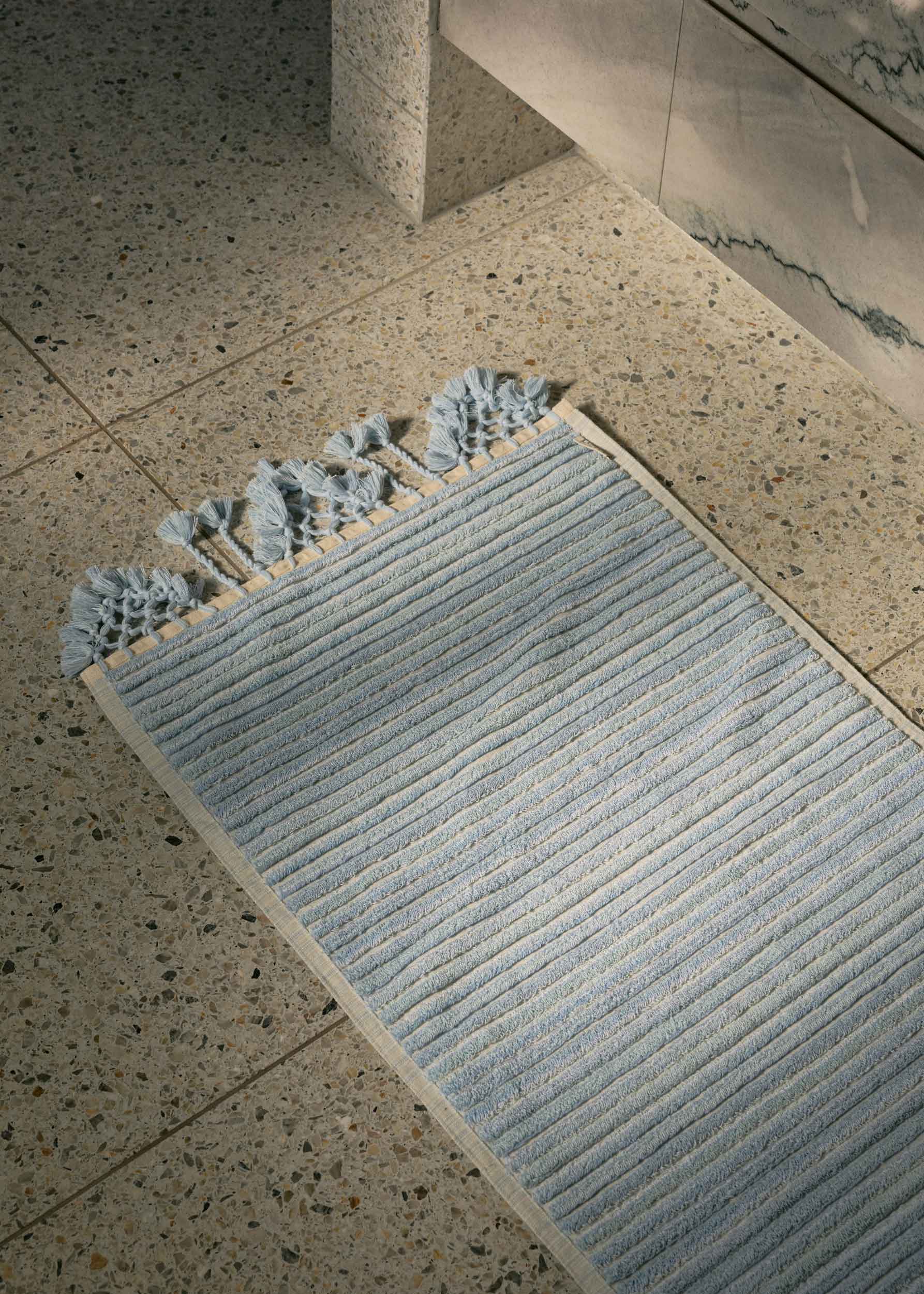 Azure-Mist Wide Stripe Bath Mat