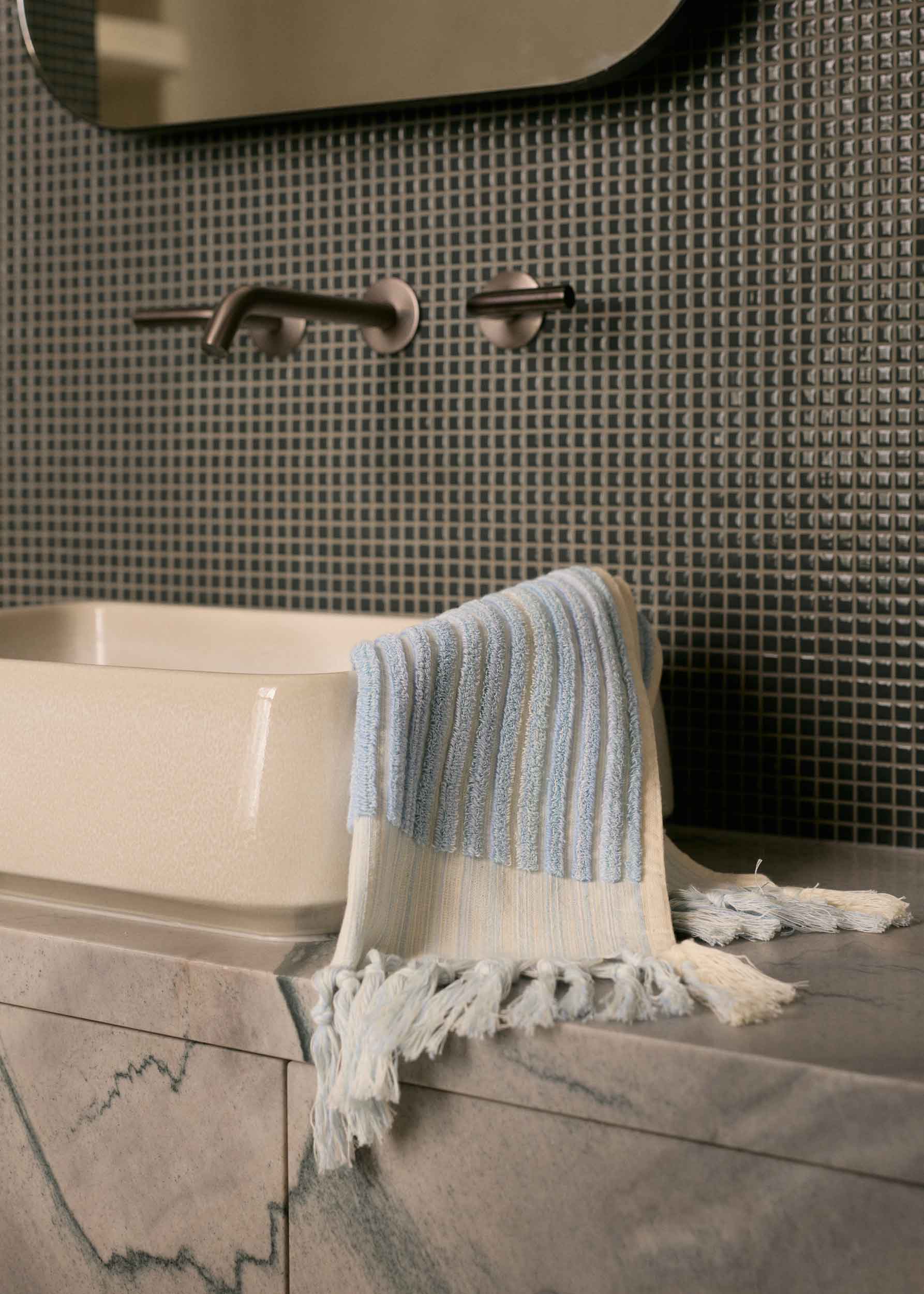 Azure-Mist Wide Stripe Hand Towel