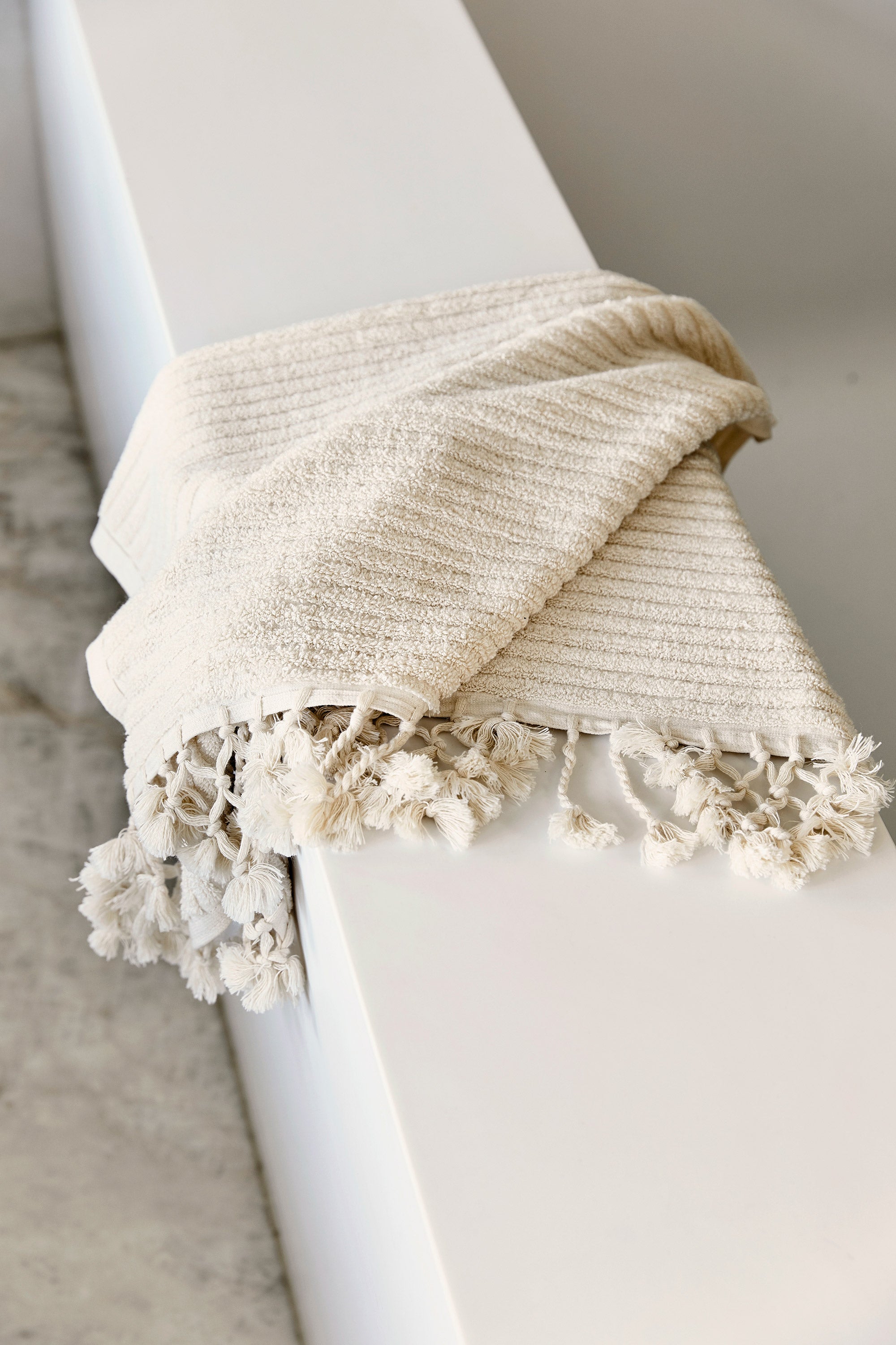 Ecru Stripe Bath Mat