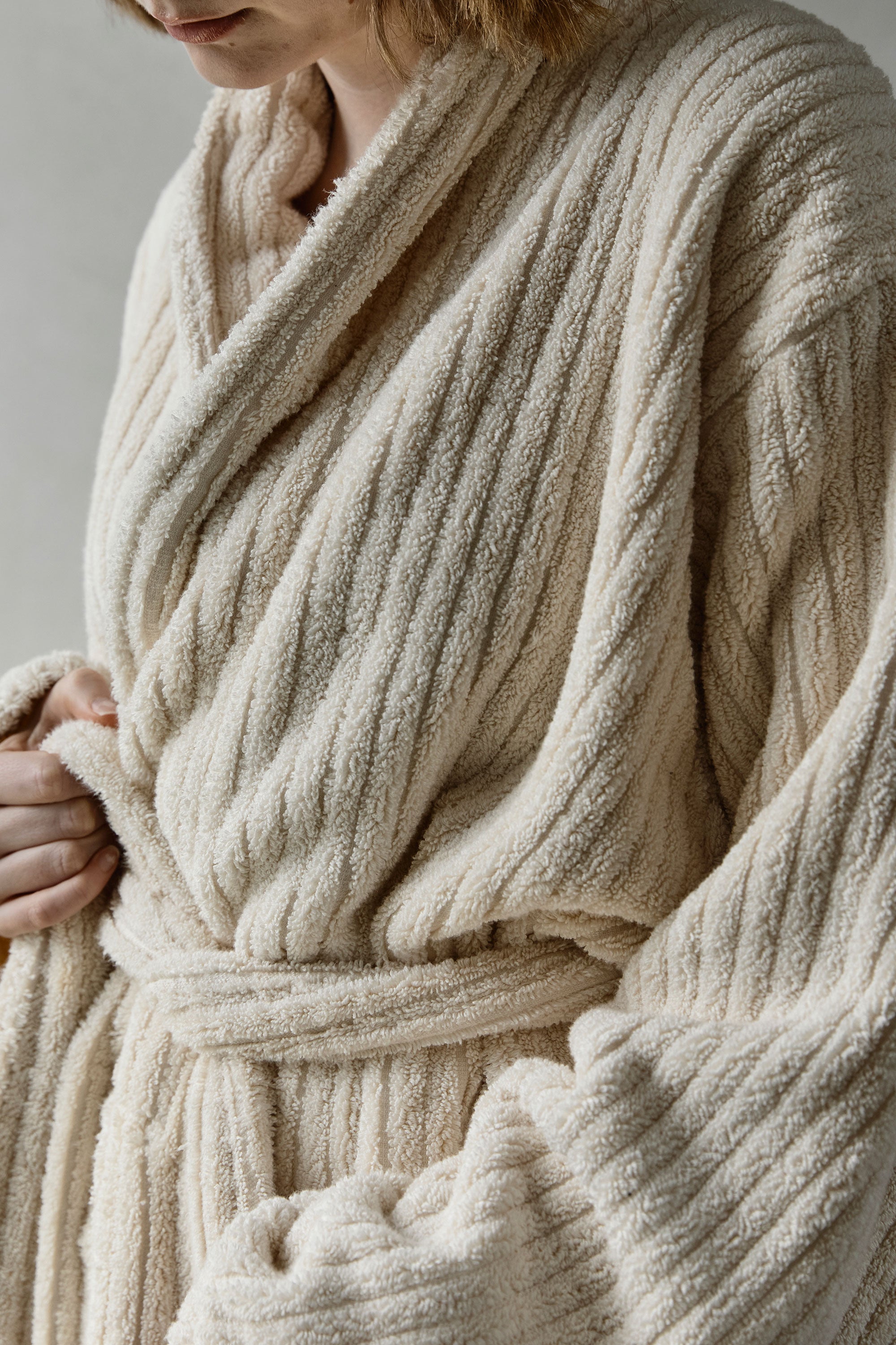 Ecru Stripe Bath Robe - Coming soon