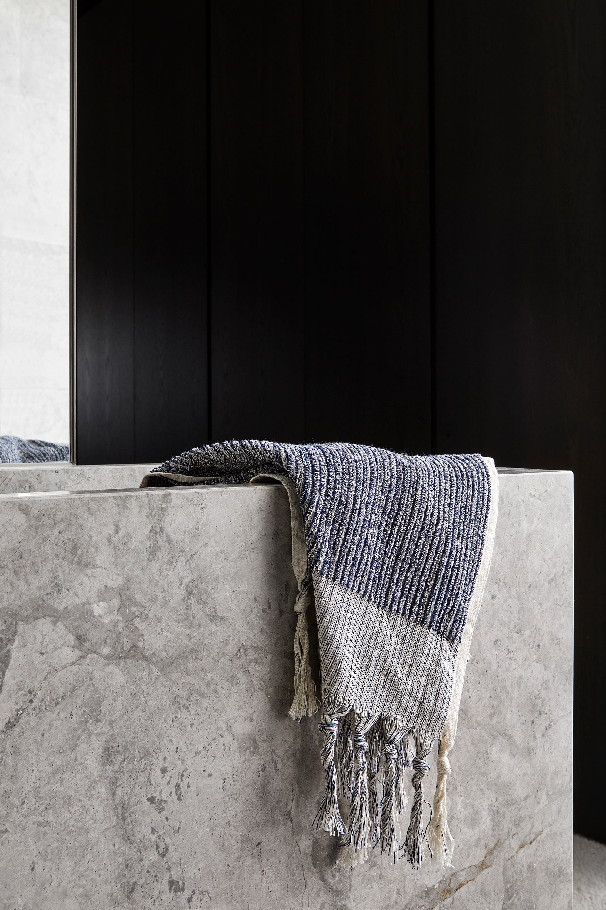 Navy & Cream Hand Towel
