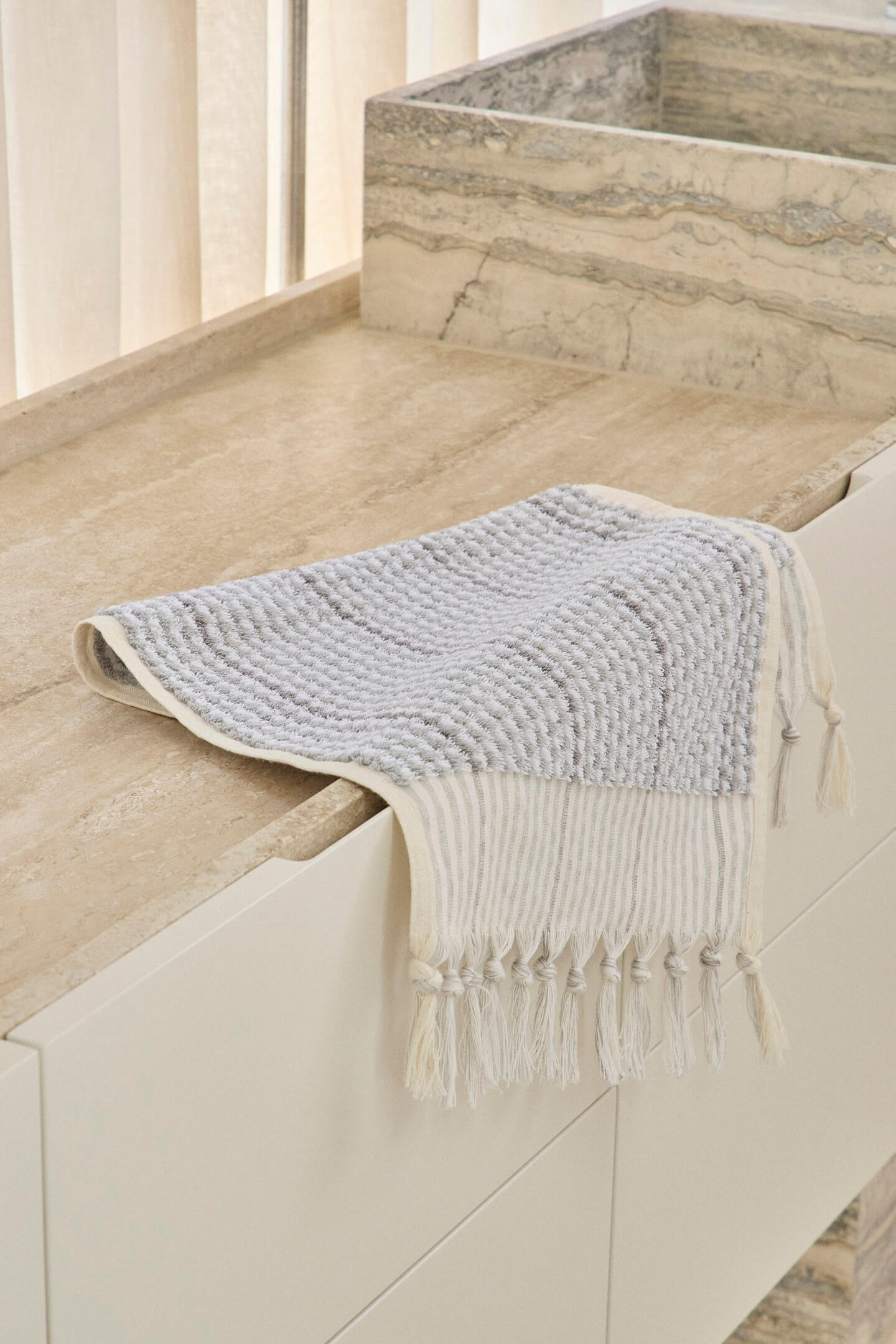 Grey & White Wave Hand Towel