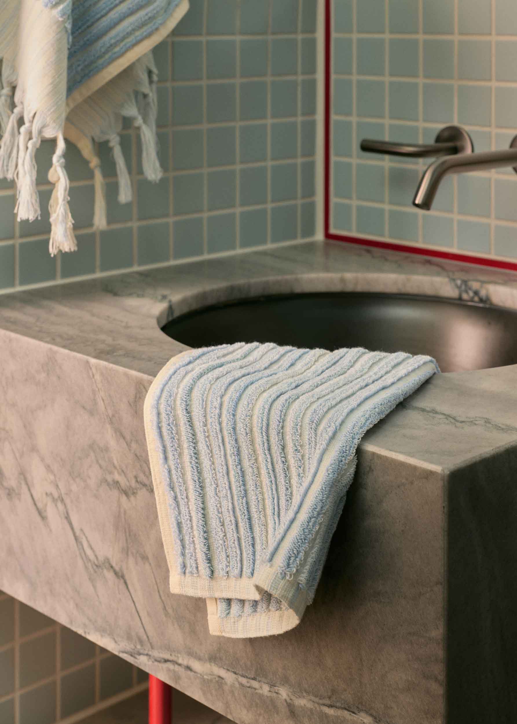 Azure-Mist Wide Stripe Face Towel