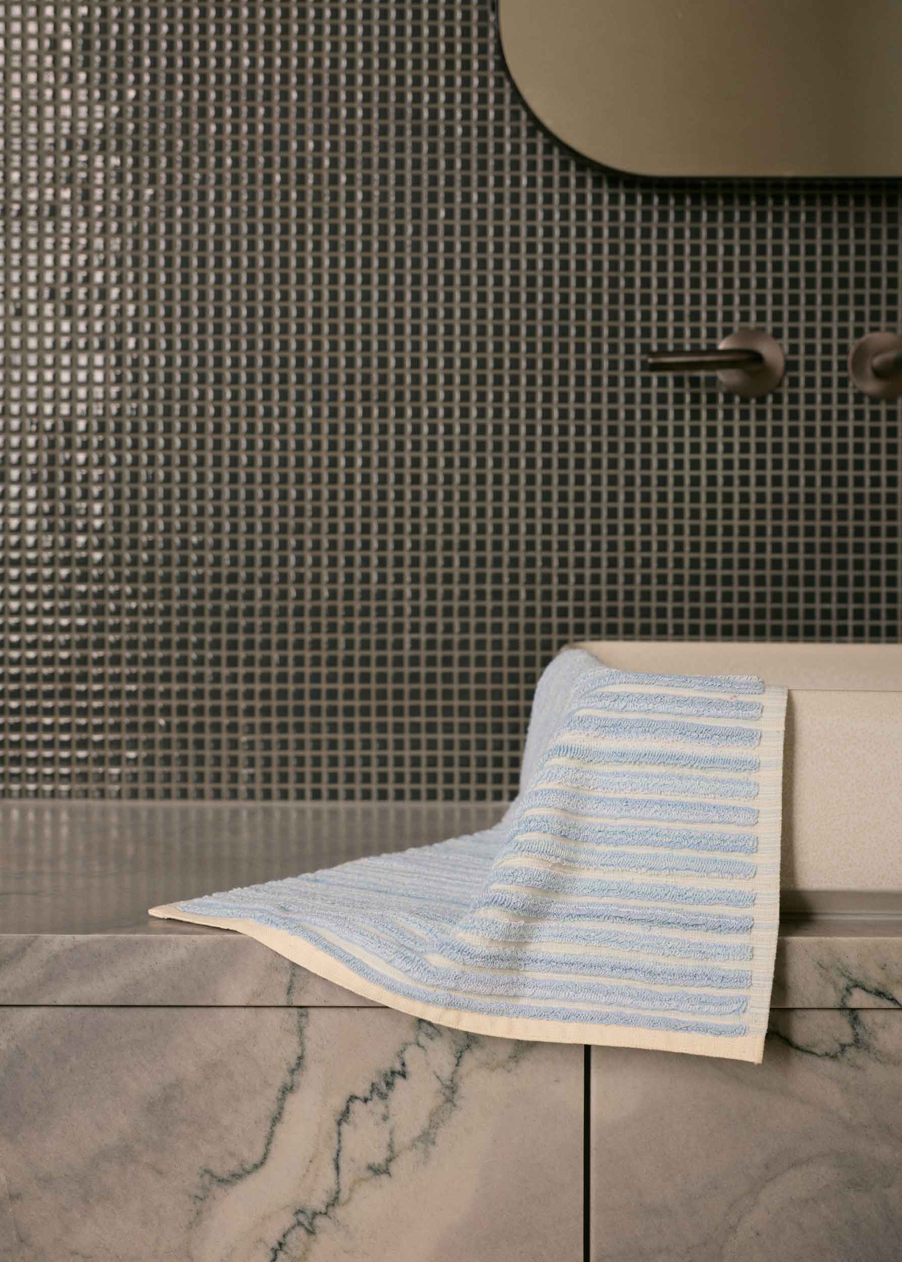 Azure-Mist Wide Stripe Face Towel