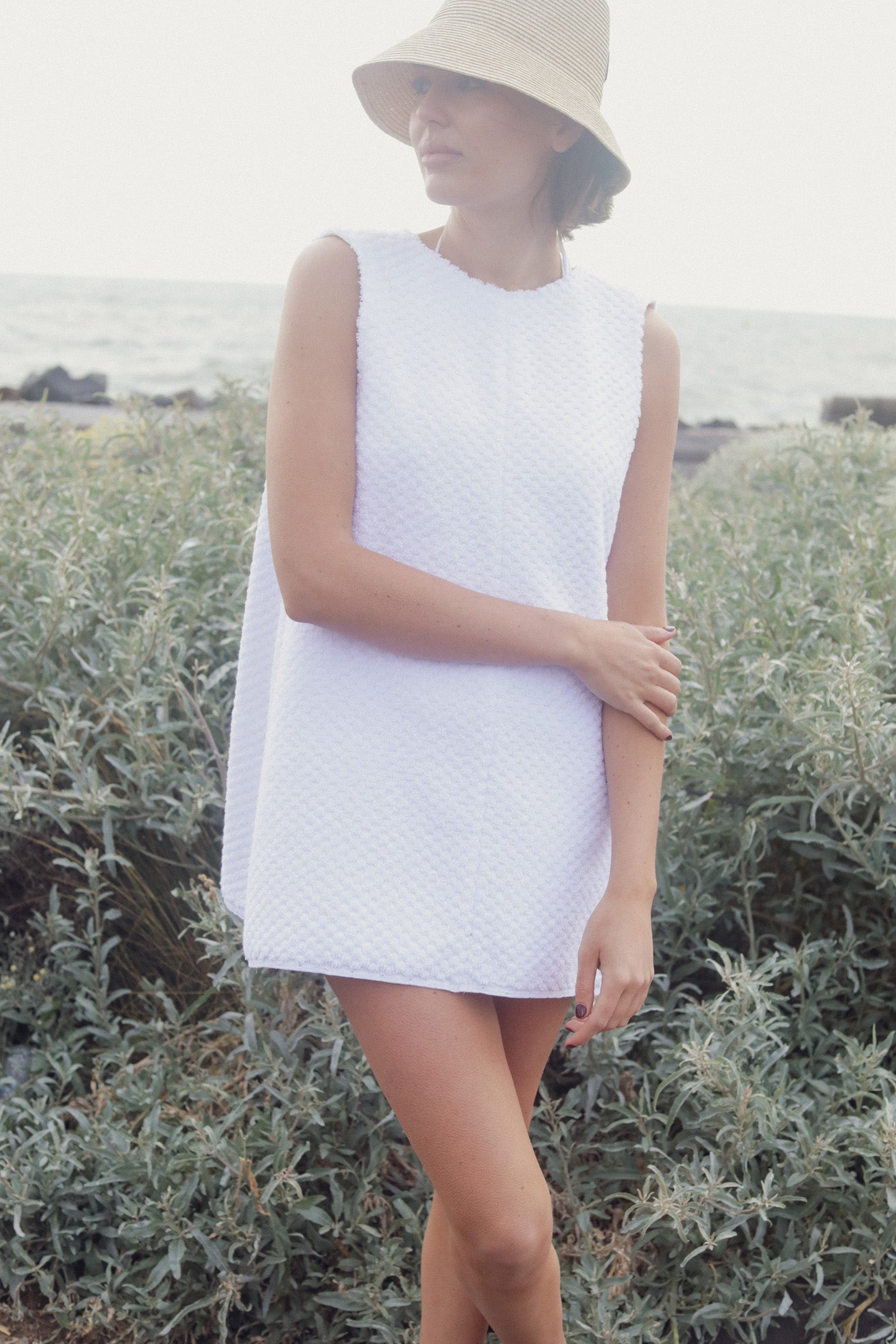 Soleil Dress, White Dot