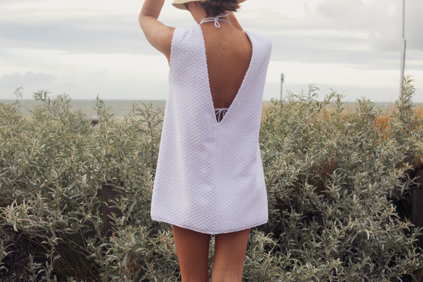 Soleil Dress, White Dot