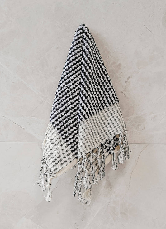 Black & White Wave Hand Towel