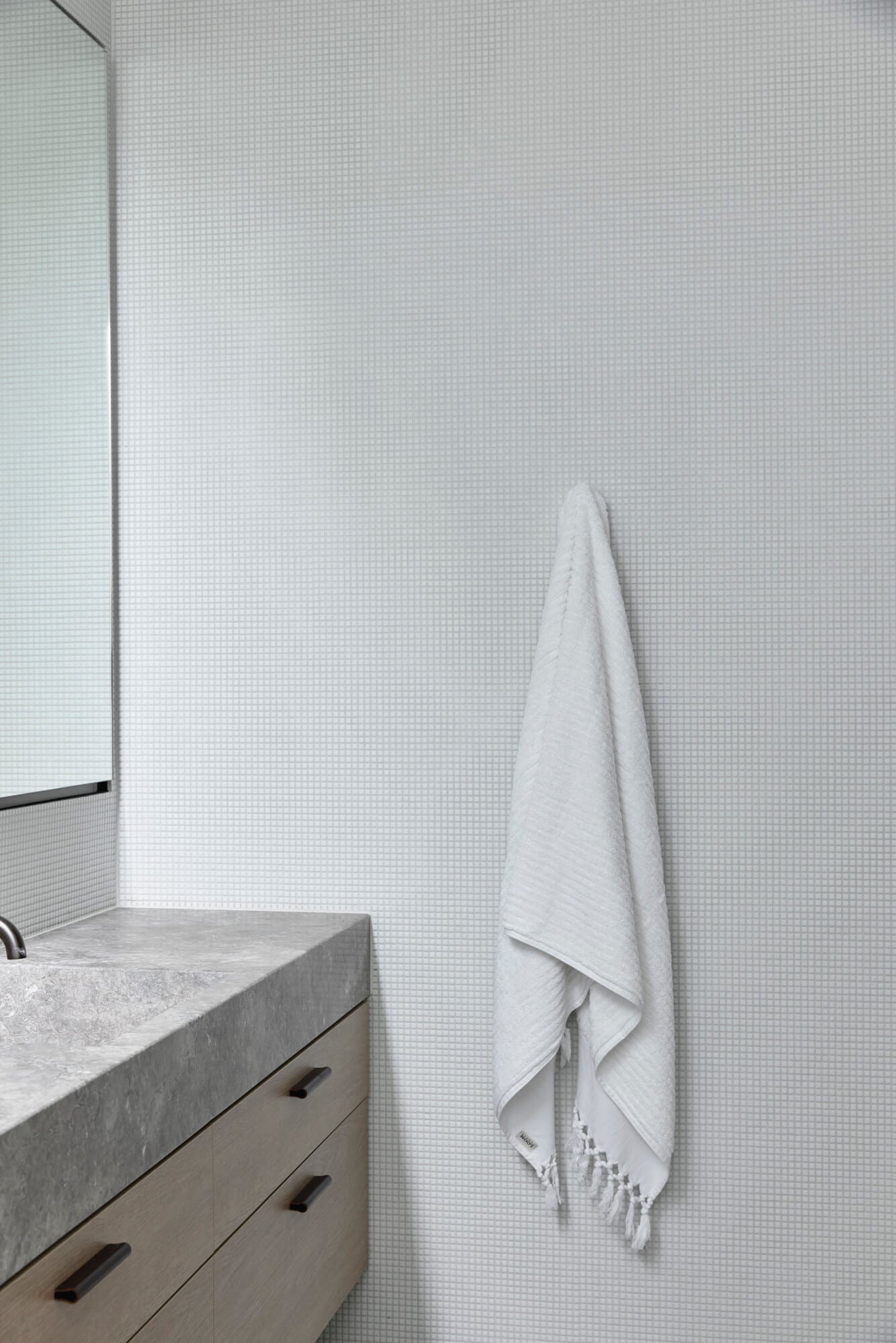 White Wide-Stripe Bath Towel