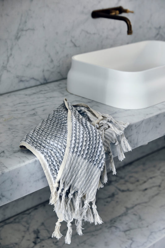 Grey & White Wave Hand Towel