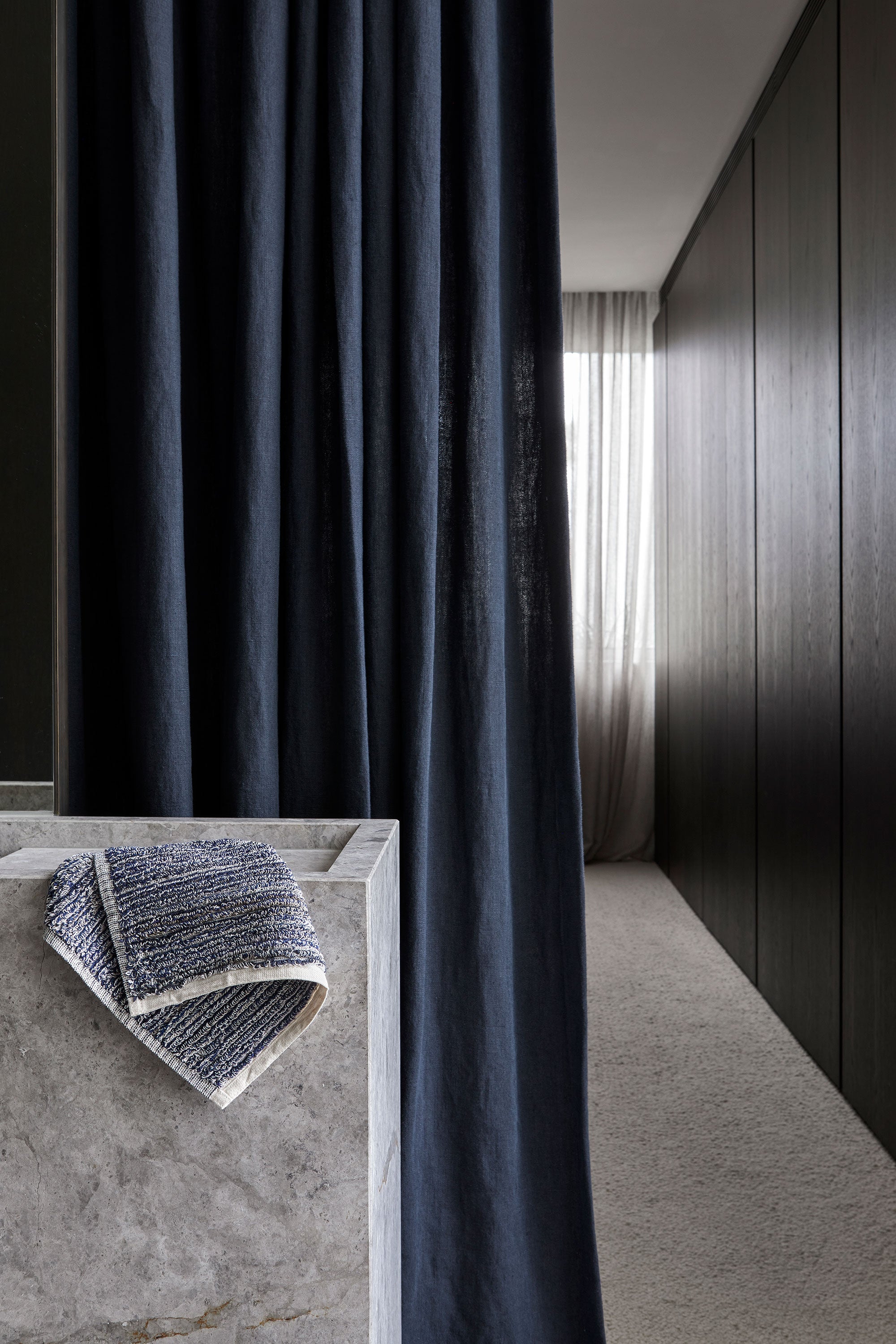 Navy & Cream Face Towel