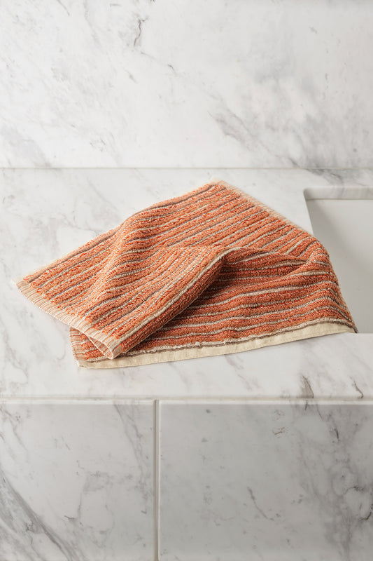 Red Earth Stripe Face Towel
